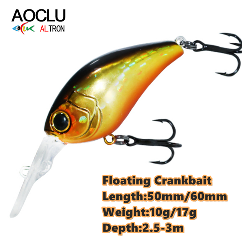 Fishing Lure Crankbait - Aoclu เหยื่อล่อแบบแข็ง50มม. 10ก. 60มม. 17ก. ความลึกของนักดำน้ำลึก2.5-3ม.